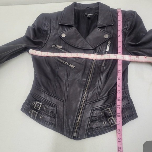 Bebe leather black jacket, size Small, soft 100% real leather shoulder pad - Picture 9 of 15